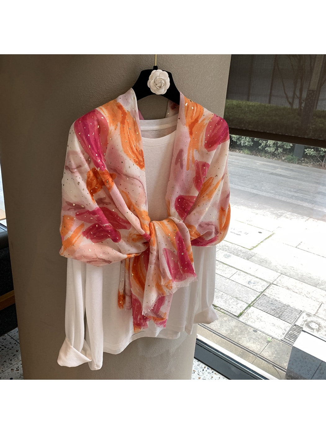 Scarvii - Painterly Floral Rectangular Wrap Scarf