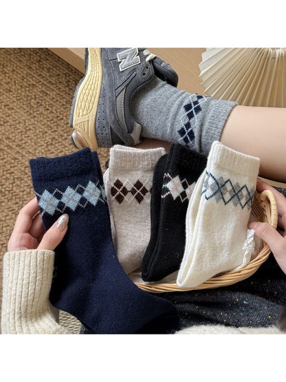 Rufia - Argyle Knit Crew Socks