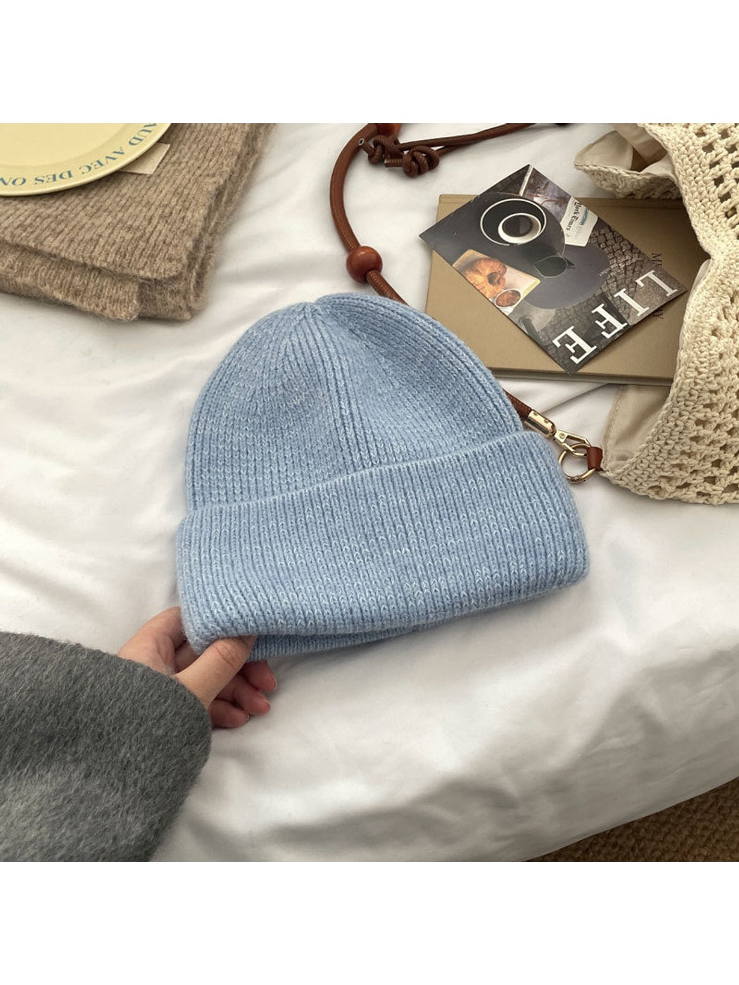 Haila - Minimal Solid Color Brimless Knit Beanie Hat