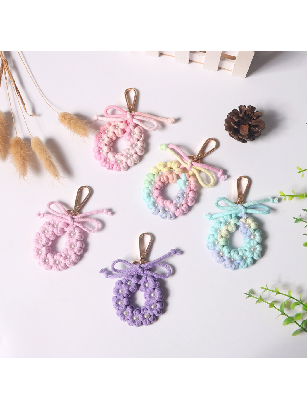 Koco Pastel Floral Wreath Keychain with floral motif