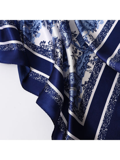 Scarvii - Classic Scenic Print Border Square Scarf