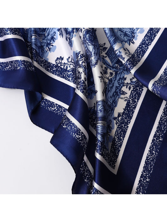 Scarvii - Classic Scenic Print Border Square Scarf