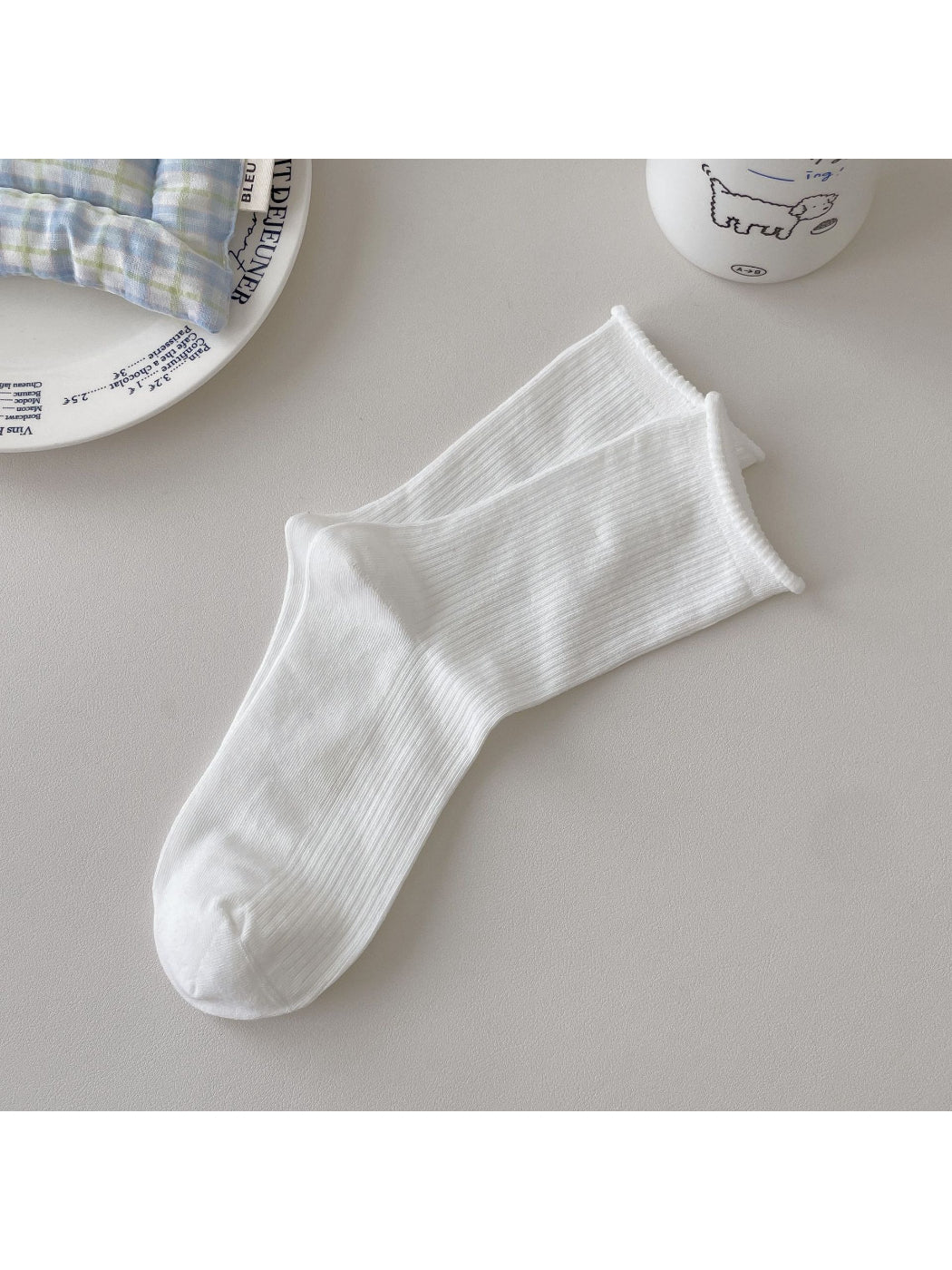 Rufia Rolled Edge Stripe Mid Calf Socks color options