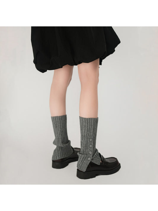 Cozyra - Button Split Rib Knit Leg Warmers
