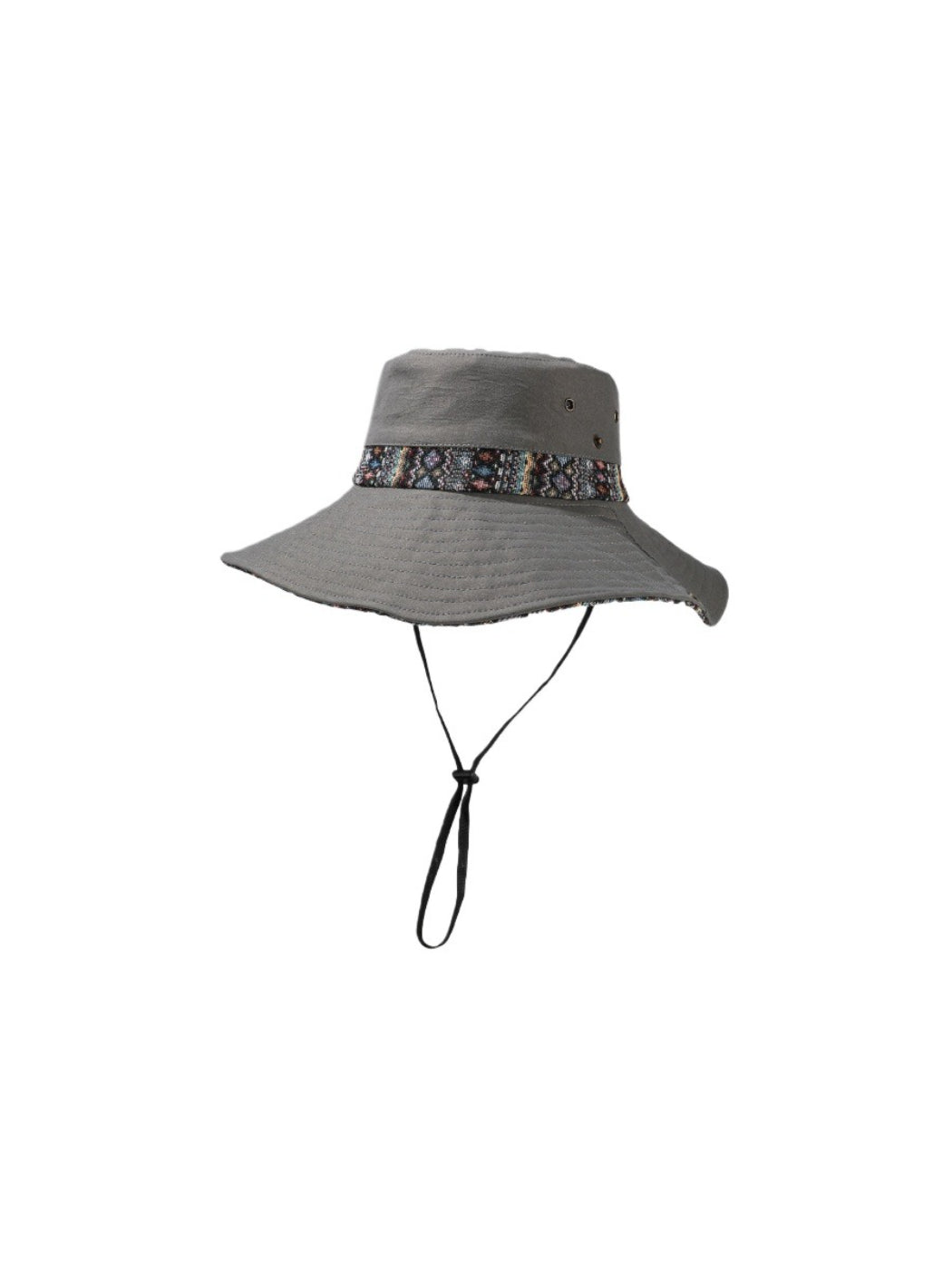 Top view of Haila cowboy hat showing crown and patterned brim