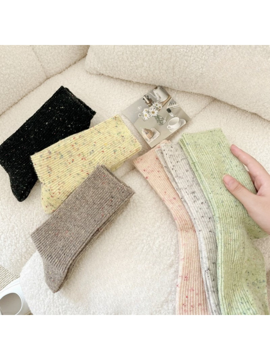 Rufia - Speckled Rib Knit Crew Socks