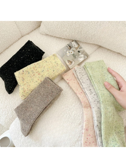 Rufia - Speckled Rib Knit Crew Socks