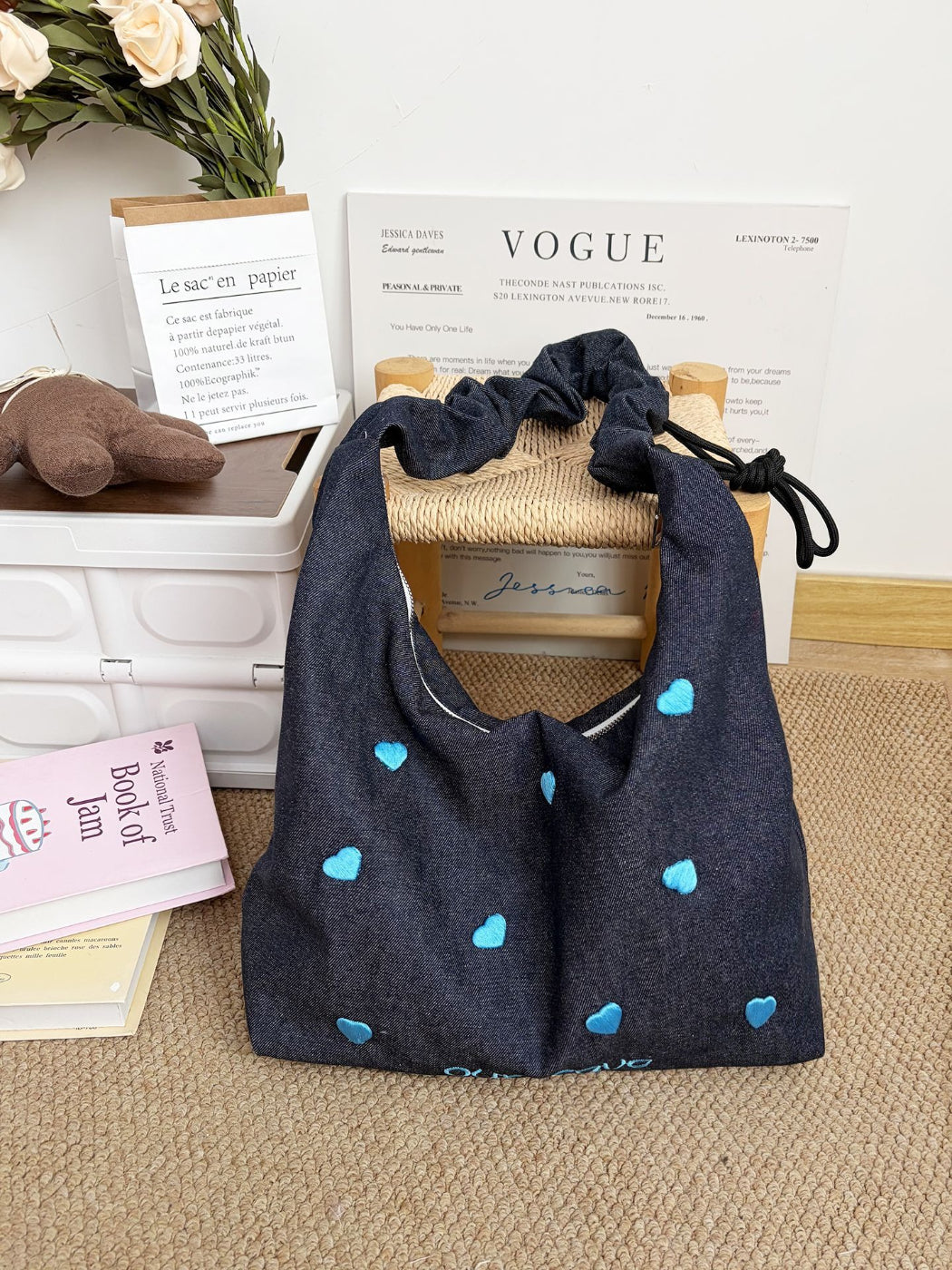 Side view of Cosbai slouchy shoulder bag showing soft fabric and strap
