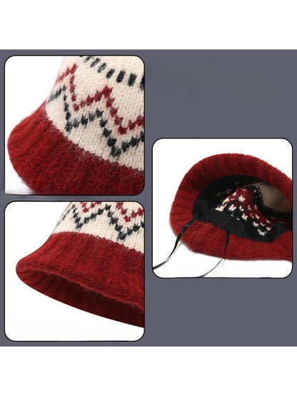 Haila - Chevron Pattern Knit Bucket Hat