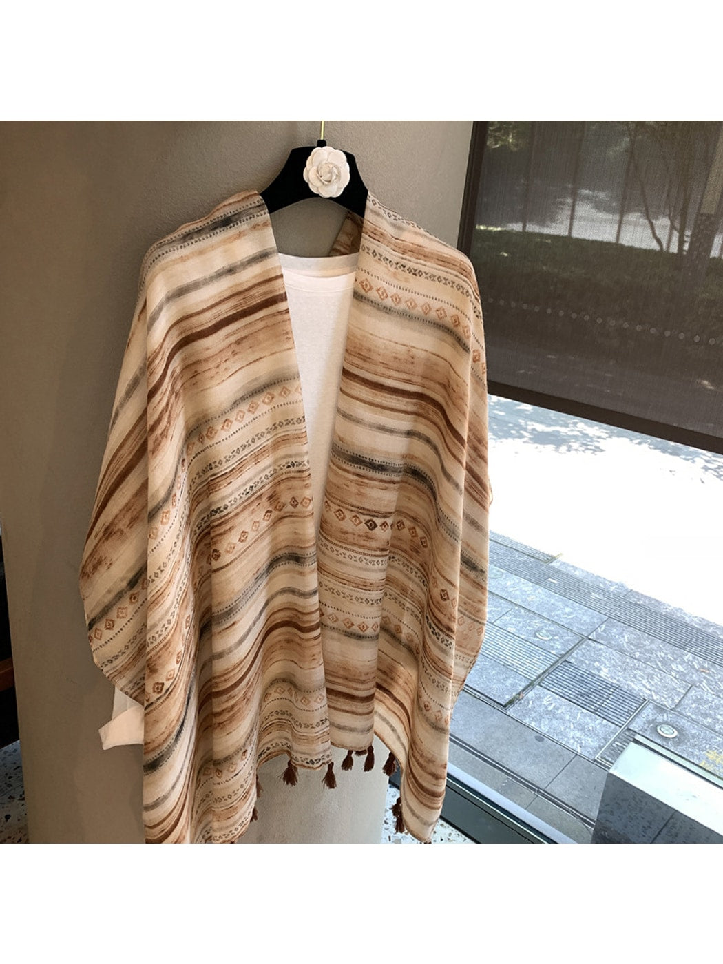 Scarvii - Bohemian Striped Tassel Shawl Scarf
