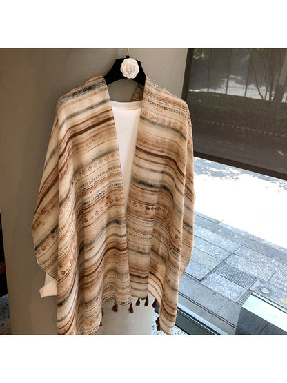 Scarvii - Bohemian Striped Tassel Shawl Scarf