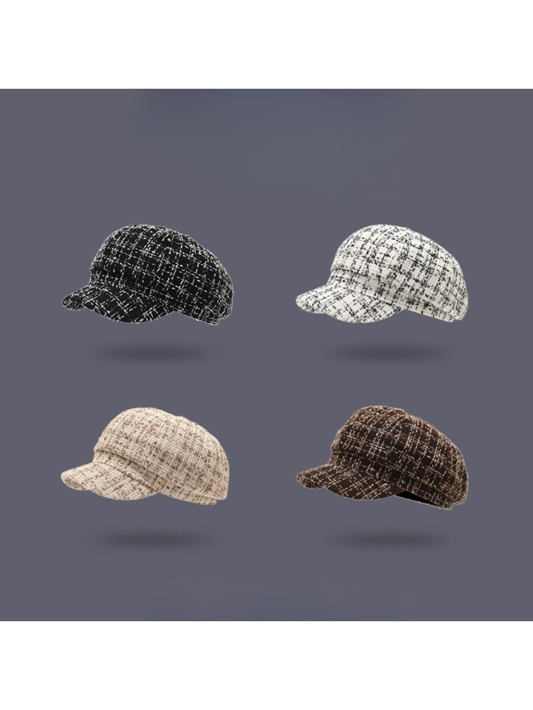 Haila - Textured Tweed Newsboy Hat