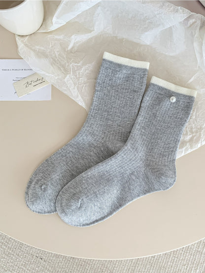 Rufia – Color-Block Striped Mid-Calf Socks
