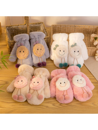 Gloving - Cartoon Smiley Face Plush Winter Mittens