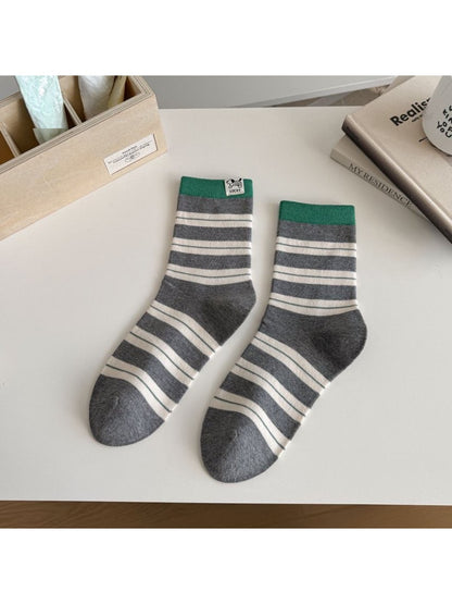 Rufia - Color-Block Striped Casual Women's Crew Socks