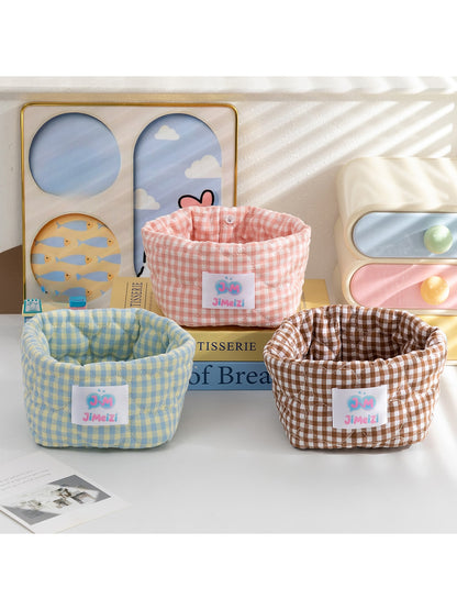 Cosbai - Modern Gingham Miscellaneous Storage Basket