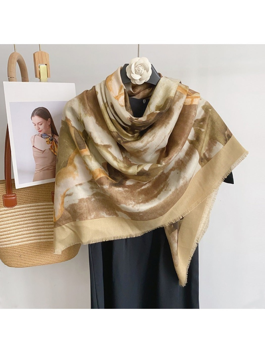 Scarvii - Watercolour Print Border Square Scarf