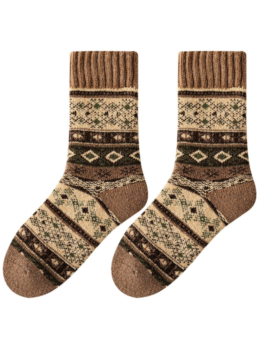 Rufia - Thick Bohemian Pattern Mid-Calf Socks - Soft & Warm