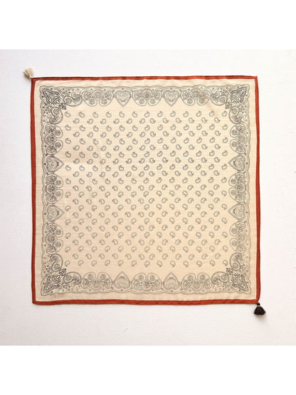 Scarvii - Classic Paisley Border Printed Square Scarf