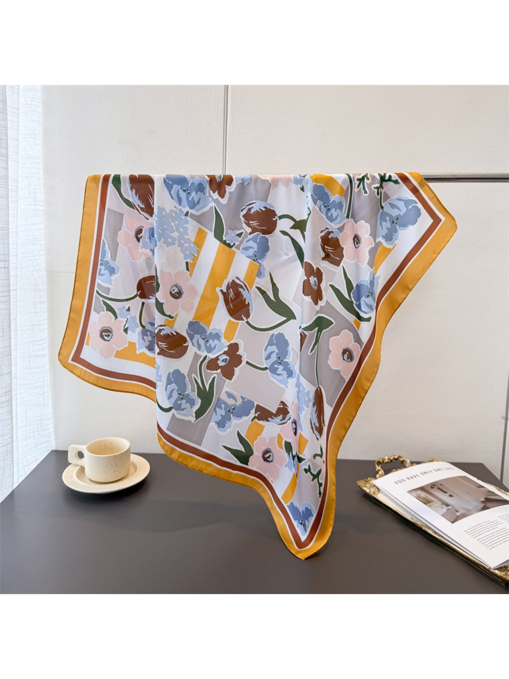 Scarvii - Floral Print Square Scarf