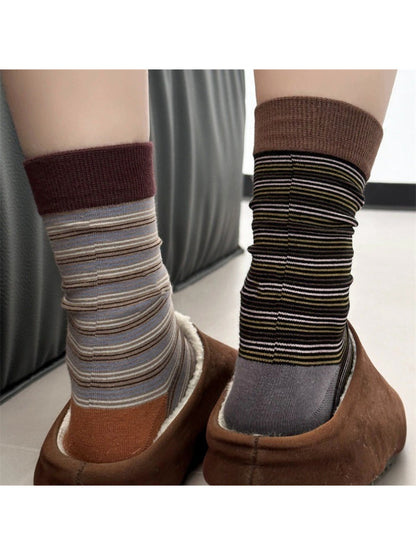 Rufia - Classic Multi Stripe Mid Calf Socks