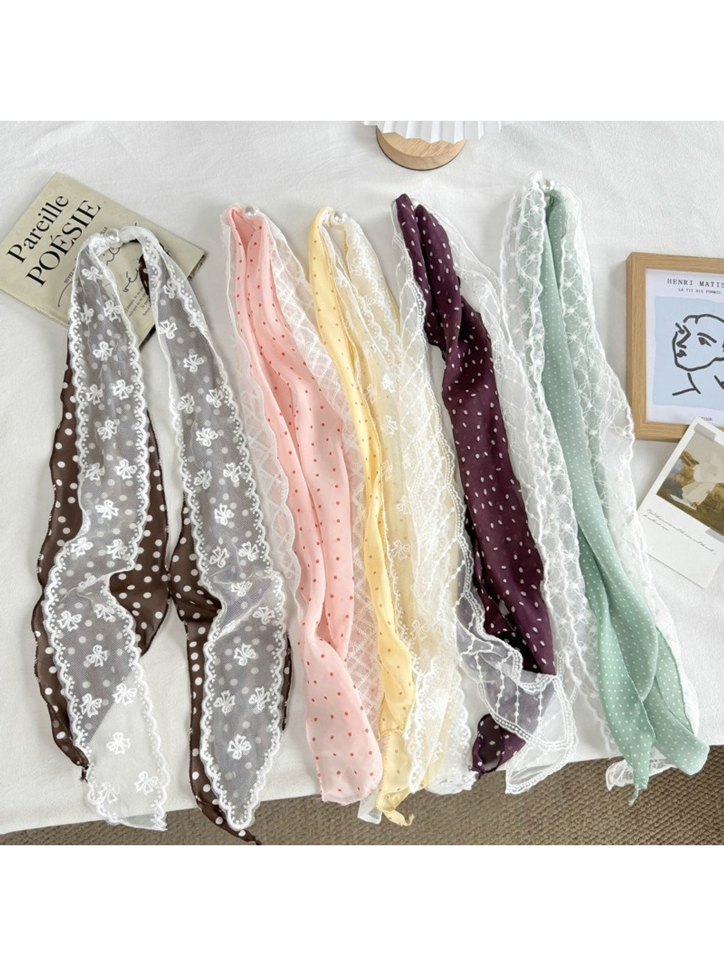 Scarvii - Fresh Polka Dot Lace Double Layer Scarf