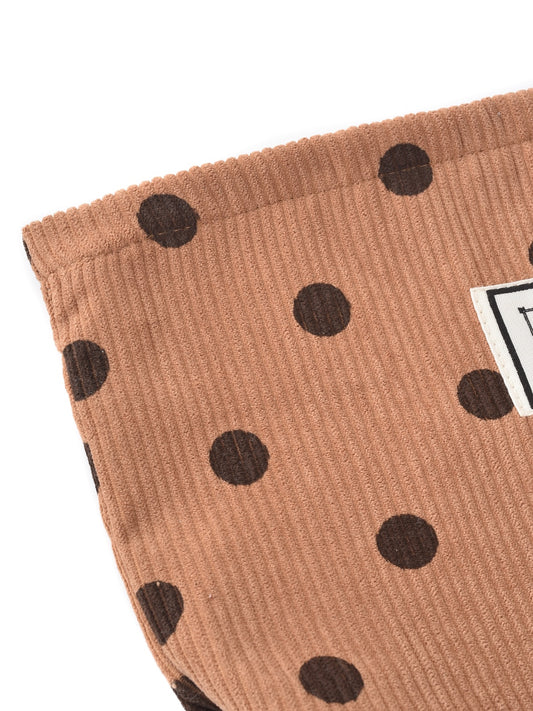 Cosbai - Vintage Polka Dot Corduroy Makeup Bag