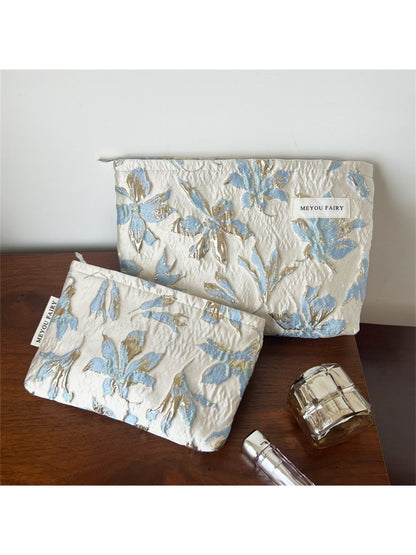 Cosbai - Pastel Blue Jacquard Fabric Pouch