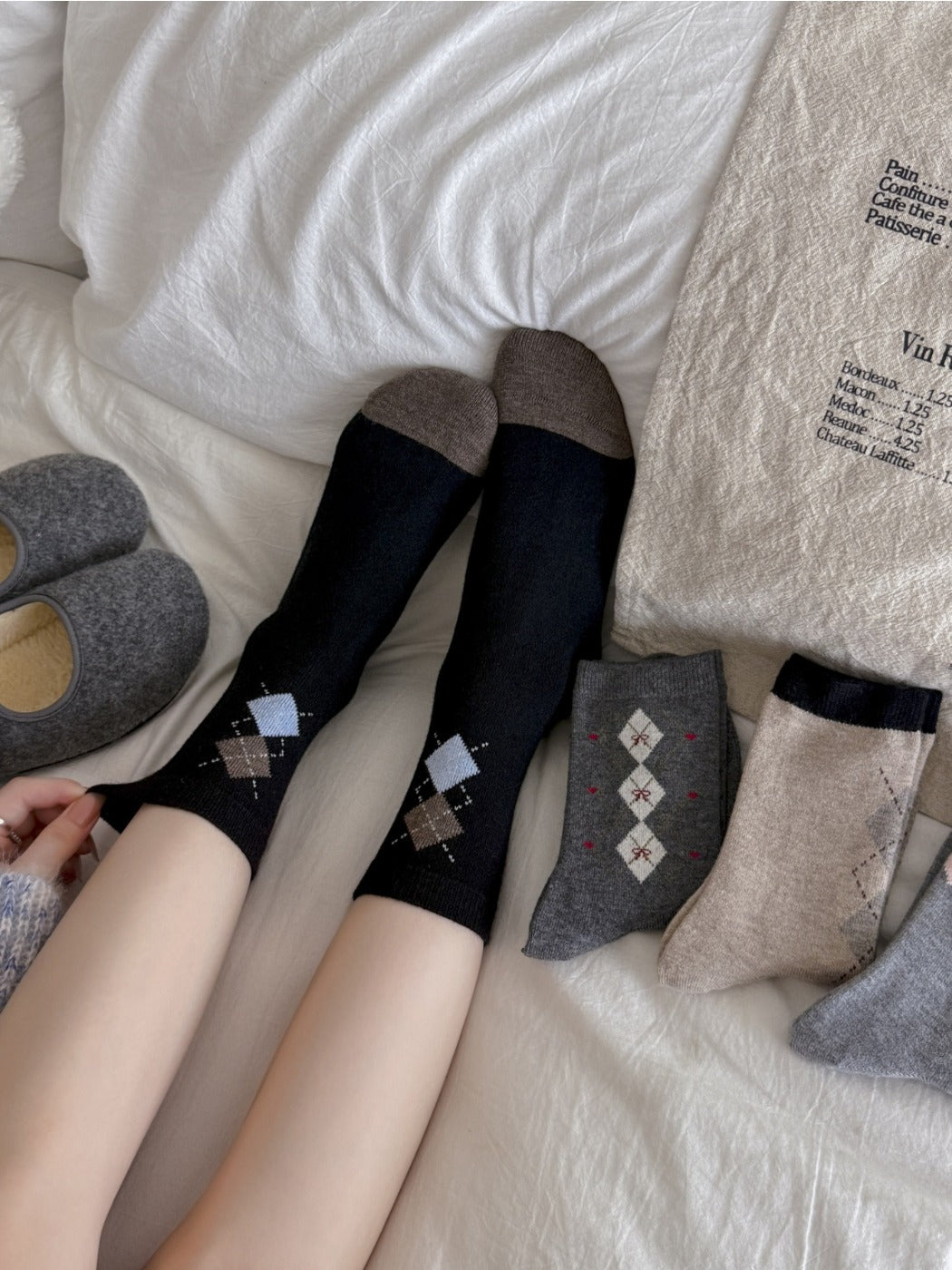Rufia – Retro Argyle Mid-Calf Socks