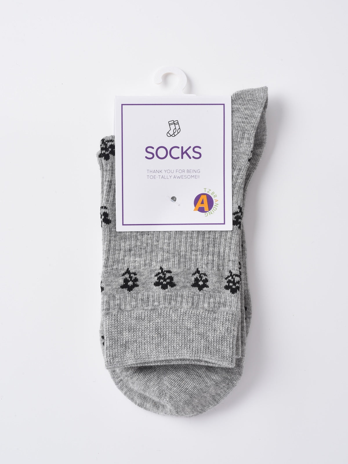 Rufia - Gray Floral Bow Mid-Calf Socks for Women