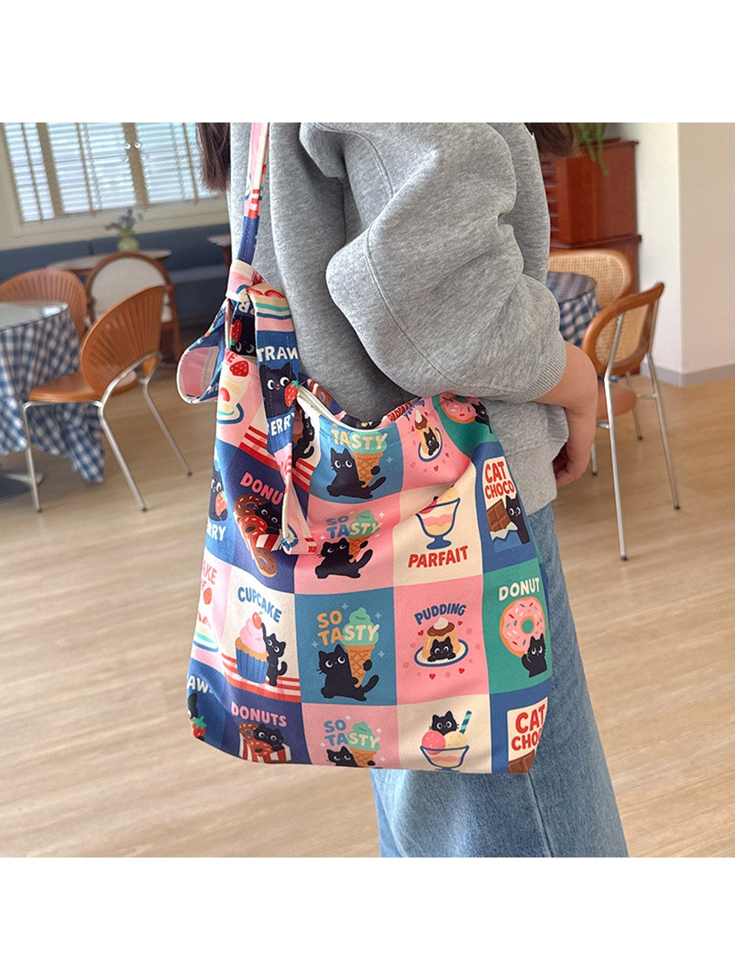 Cosbai - Cute Cat Dessert Print Casual Crossbody Bag