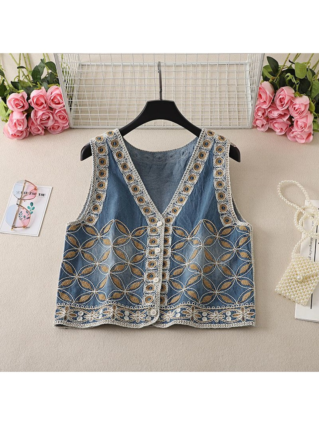 Crosa - Mixed Patterns Embroidered Vest