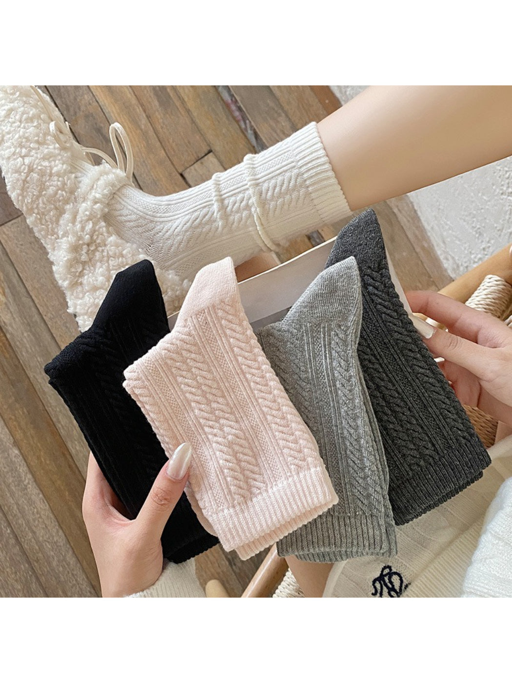 Rufia Textured Knit Crew Socks first product image