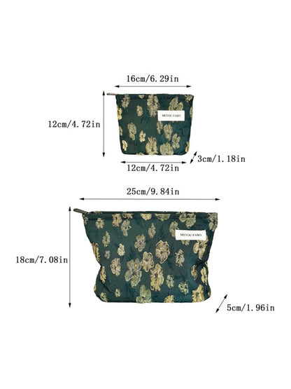 Cosbai makeup pouch lying flat displaying front floral print