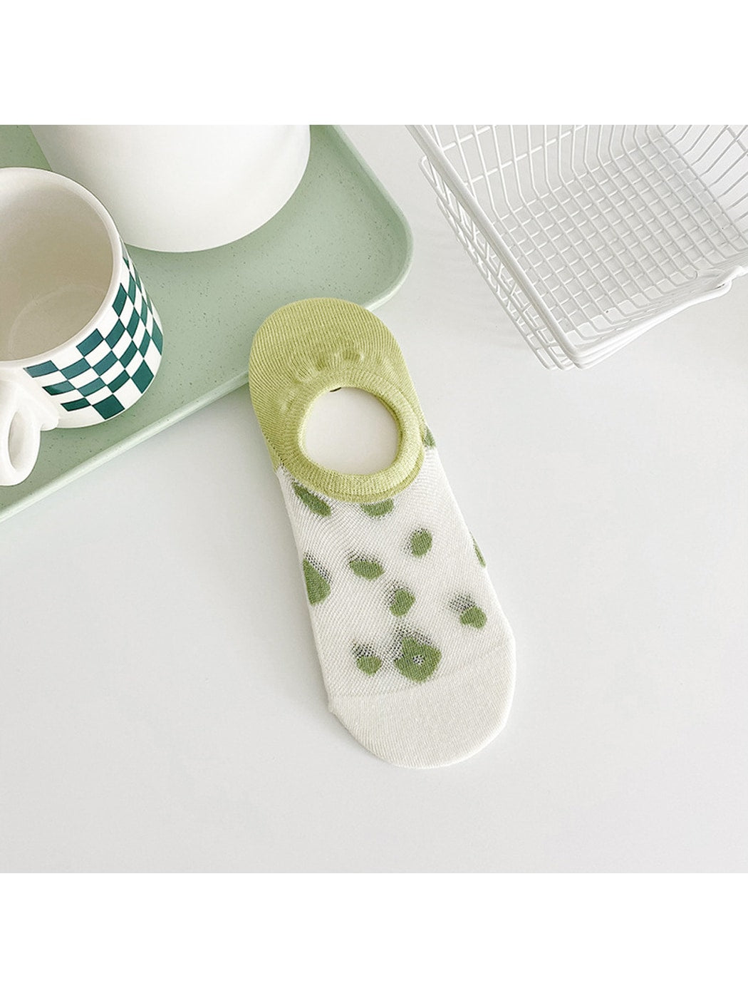 Rufia - Green Tone Pattern Low Ankle Socks