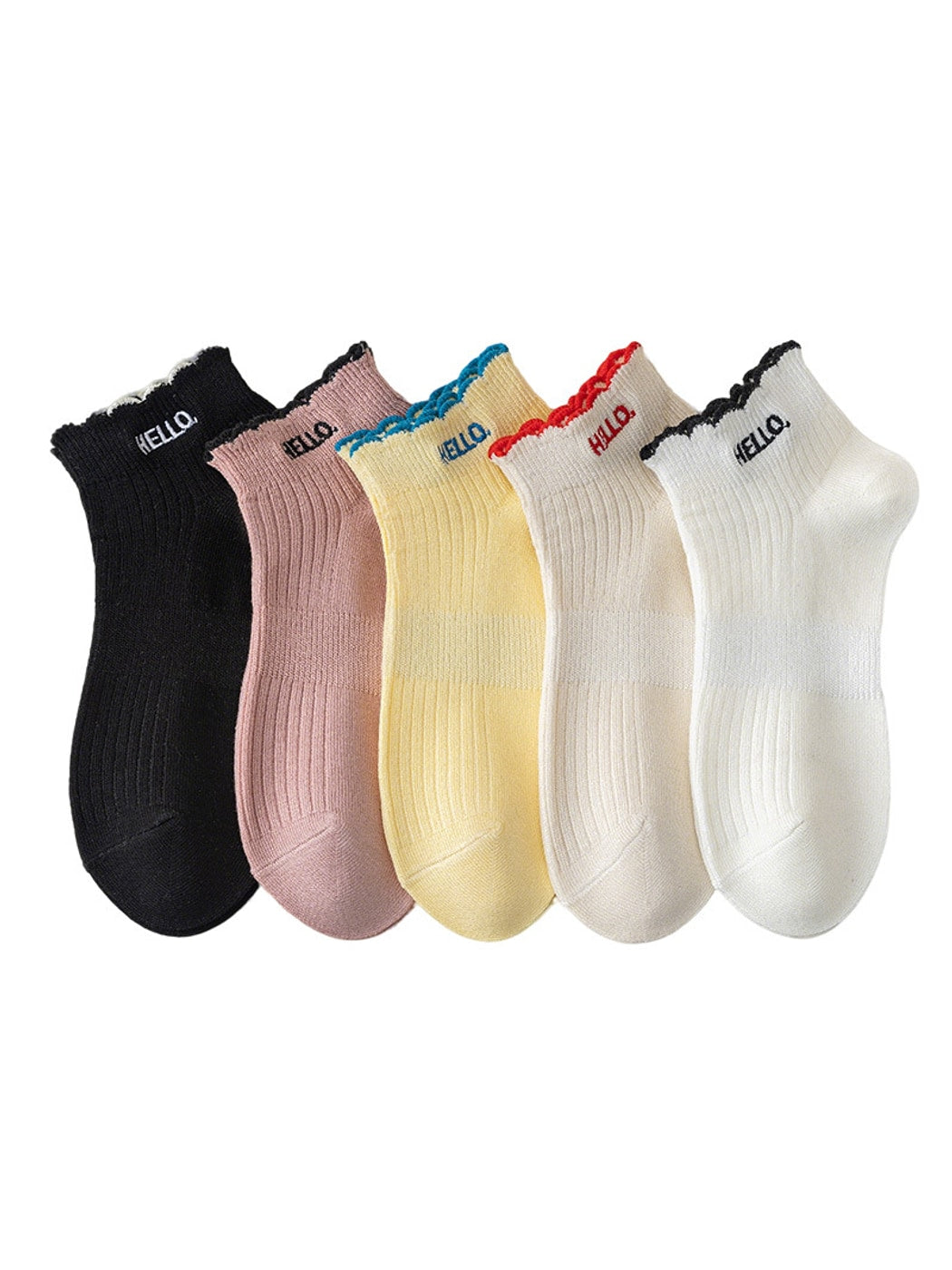 Rufia - Letter Print Ruffle Ankle Socks