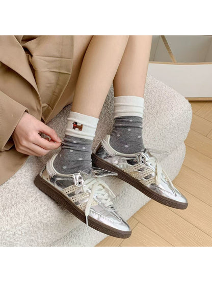 Rufia - Shiba Dot Patch Crew Socks