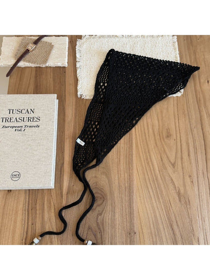 Scarvii - Solid Openwork Knit Triangle Scarf