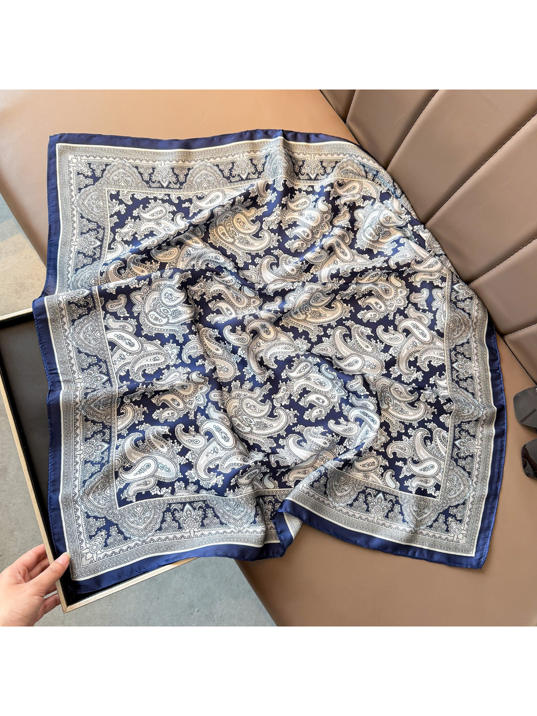 Scarvii Decorative Border Paisley Square Scarf