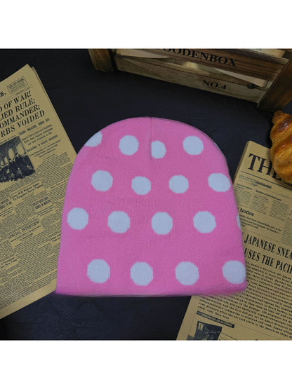 Haila - Polka Dot Knit Slouchy Beanie
