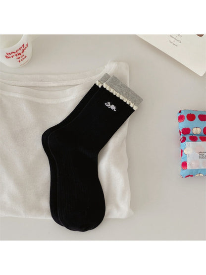Rufia - Bear Trim Detail Ribbed Crew Socks product image 7