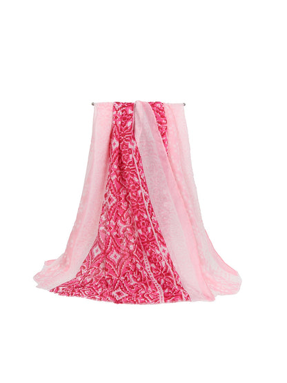 Scarvii - Geometric Print Colorblock Wrap Scarf