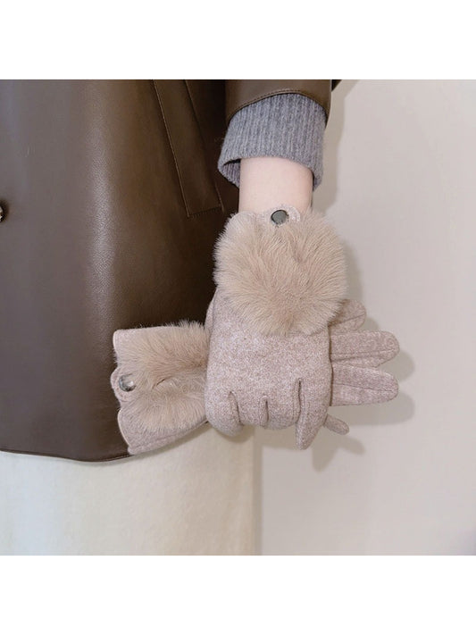 Scarvii - Faux Fur Cuff Touchscreen Winter Gloves