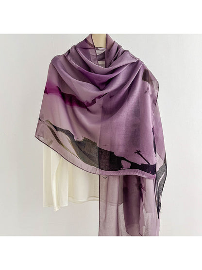 Scarvii - Ink Floral Printed Summer Wrap Scarf
