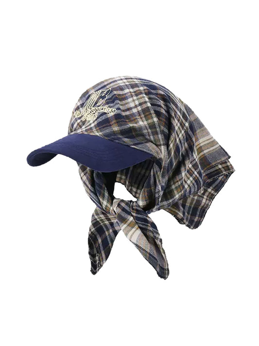 Haila Plaid Embroidered Tie Back Headscarf Cap product image