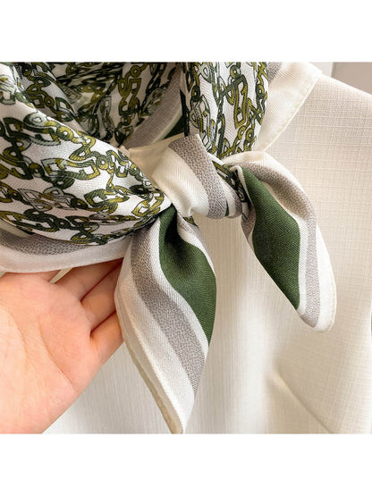 Scarvii - Chain Print Simple Border Square Scarf