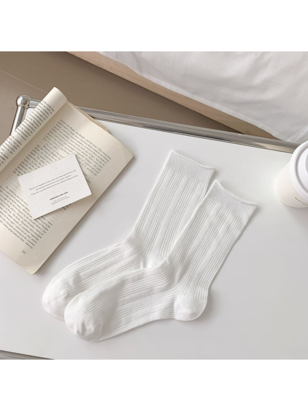 Rufia - Solid Colour Ribbed Crew Socks