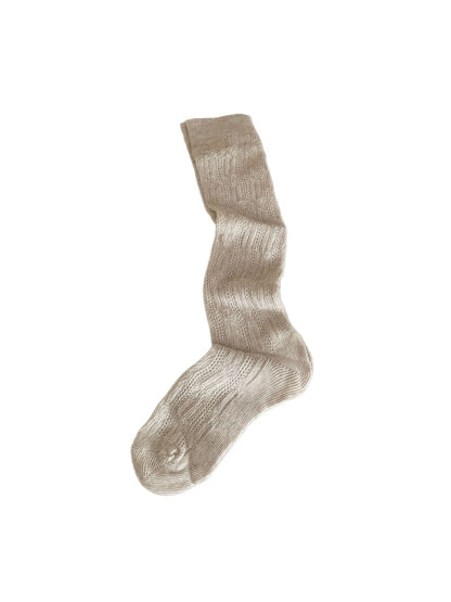 Rufia - Solid Color Knit Casual Knee-high Socks