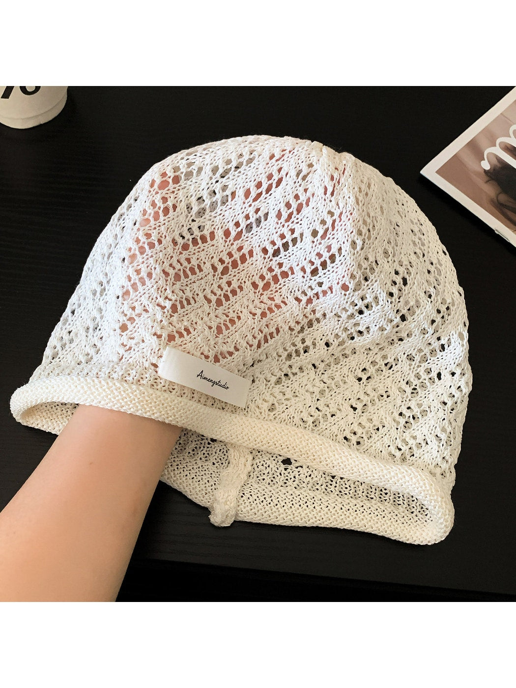 Haila - Solid Color Hollow Out Knit Hat