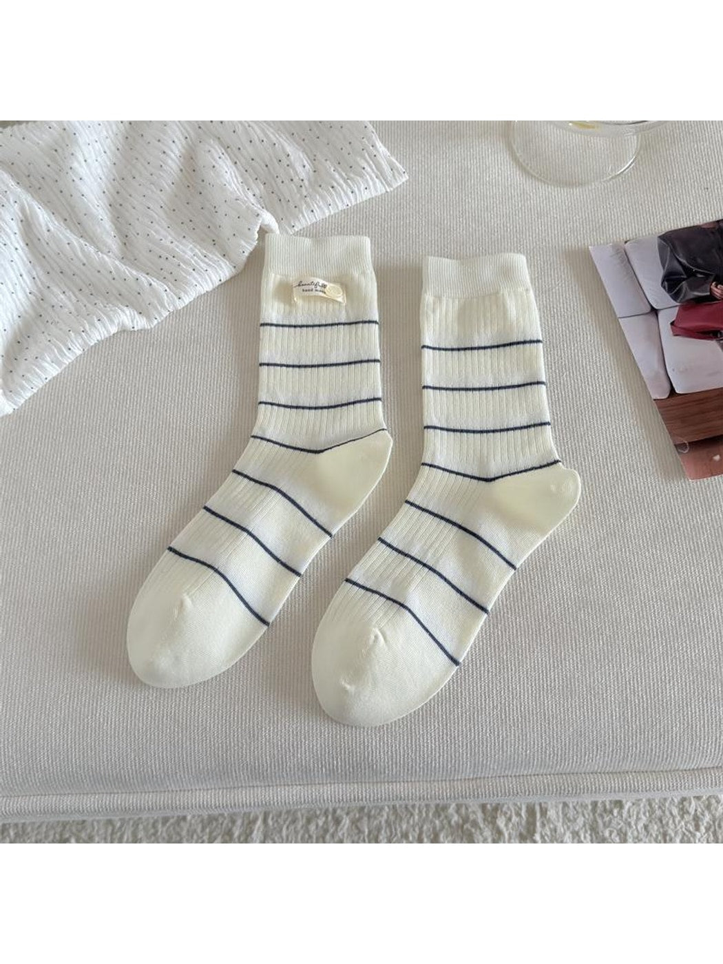 Rufia - Classic Striped Ribbed Crew Socks